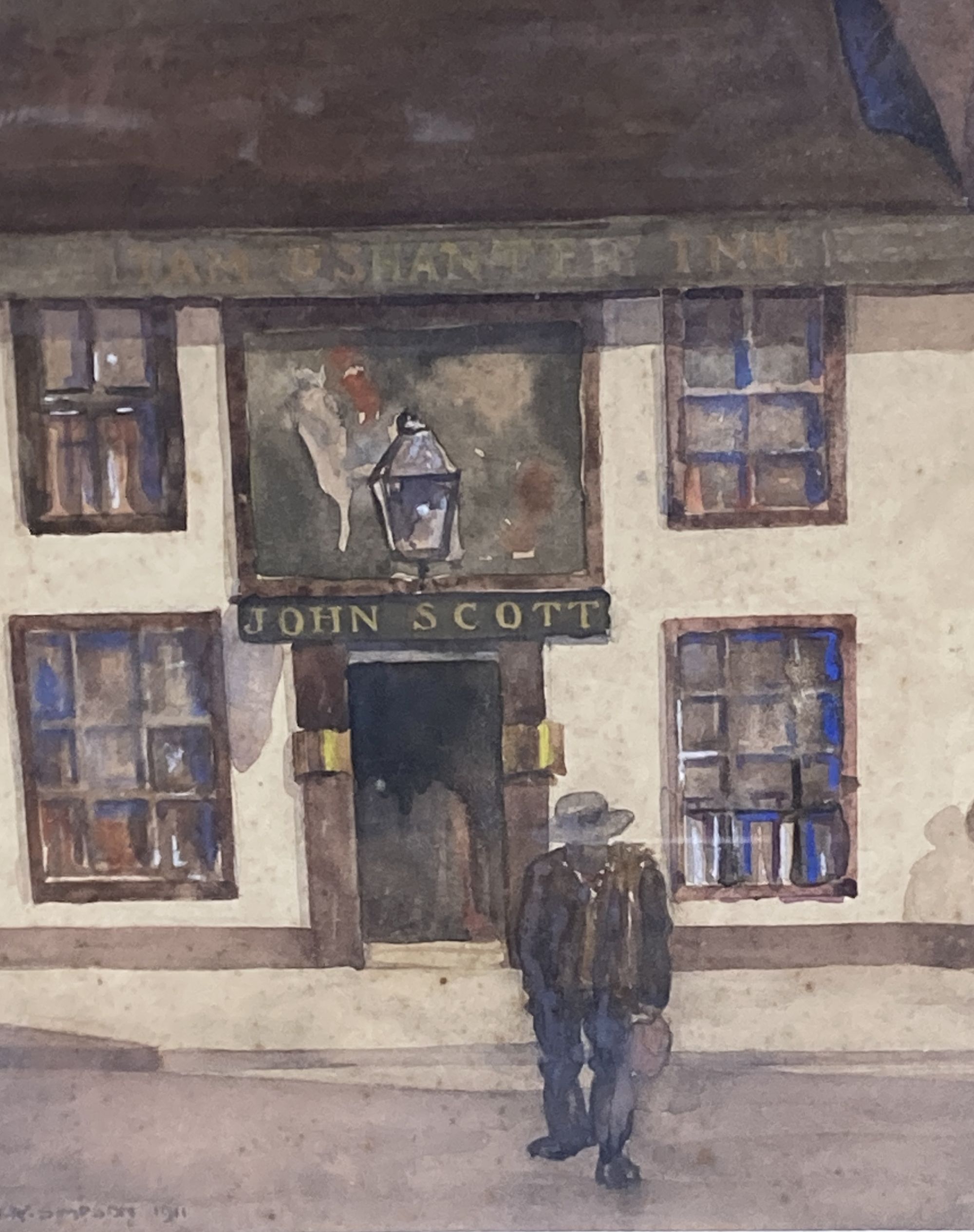 W.Simpson, 1911, watercolour, The Tam OShanter Tavern, signed and dated, 30 x 24cm.